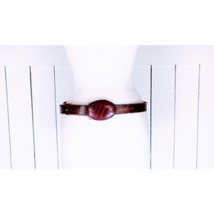 Vintage brown leather reptile embossed buckle belt/boho festival belt 47"-55"